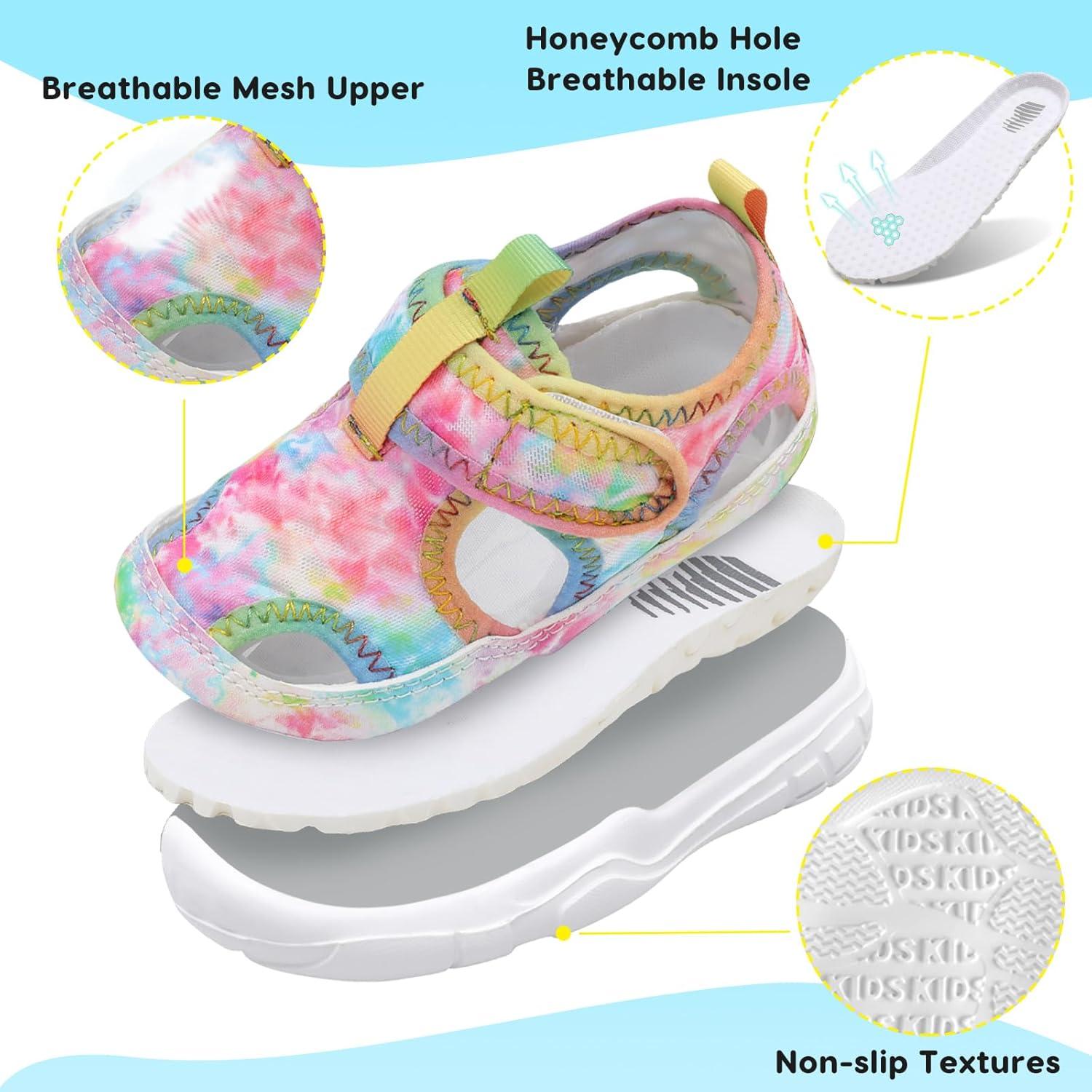 imageBARERUN Kids Water Shoes Boys Girls Barefoot Aqua Socks for Swim Surf Pool Beach Sport Lightweight Breathable Sandal Athletic SlipOn Sneaker for Toddler Outdoor IndoorDyepink