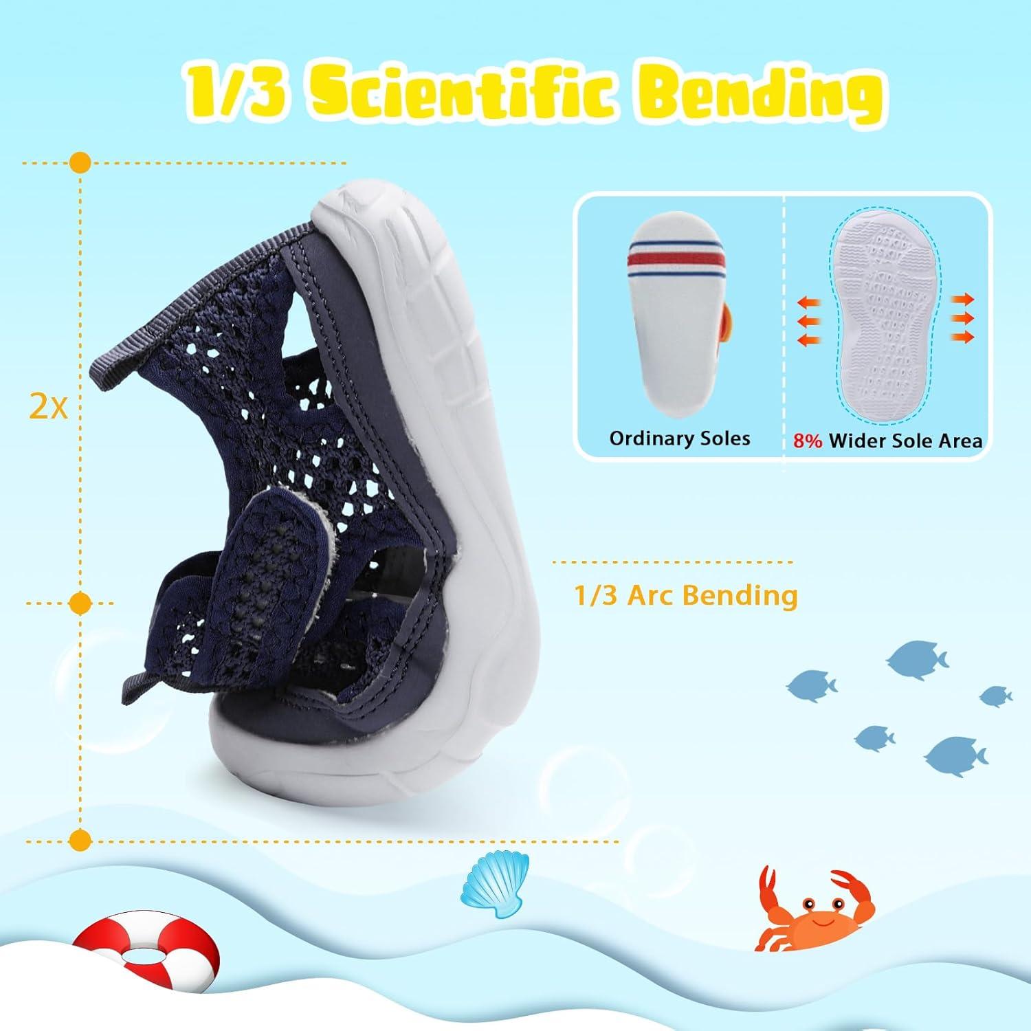 imageBARERUN Kids Water Shoes Boys Girls Barefoot Aqua Socks for Swim Surf Pool Beach Sport Lightweight Breathable Sandal Athletic SlipOn Sneaker for Toddler Outdoor IndoorNavy