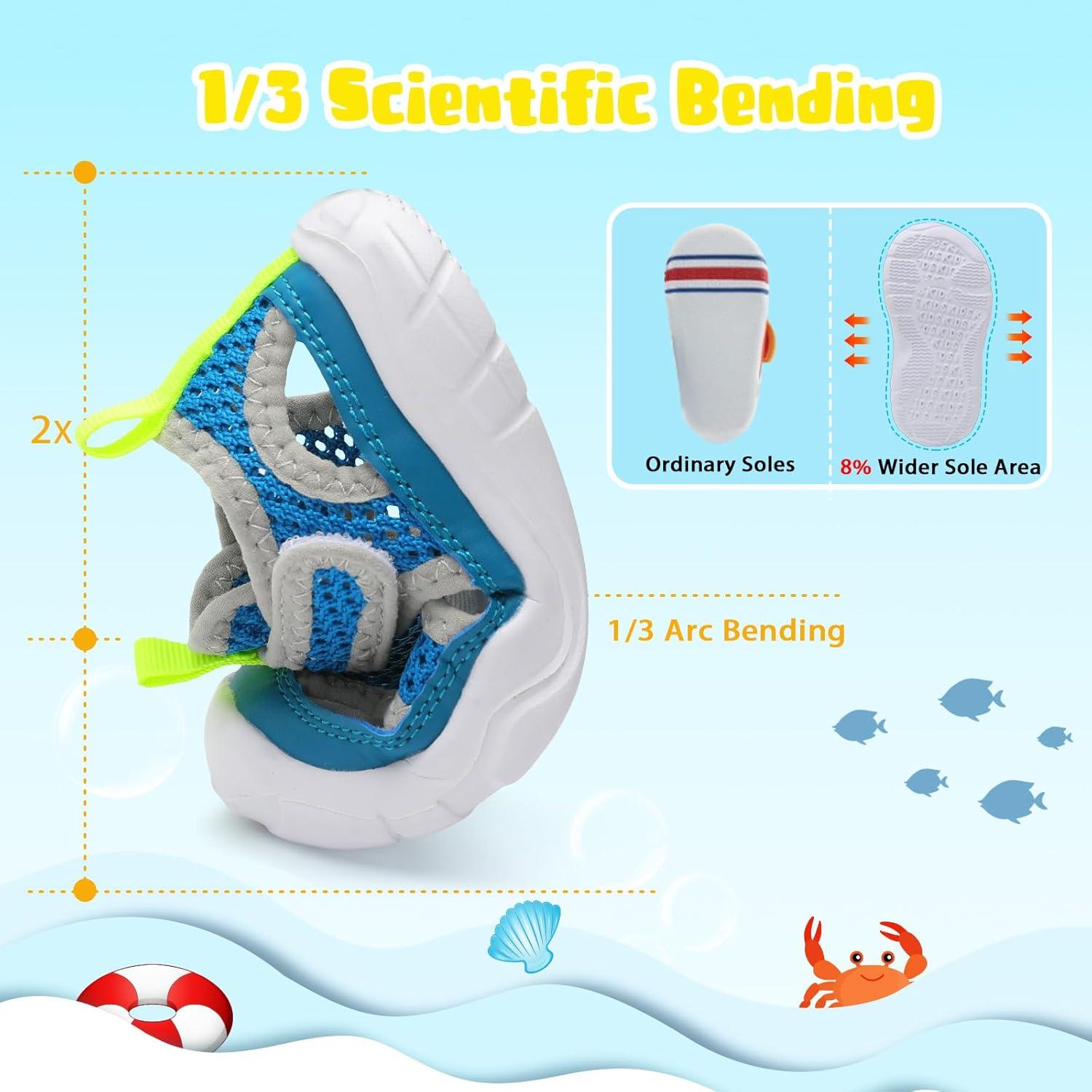 imageBARERUN Kids Water Shoes Boys Girls Barefoot Aqua Socks for Swim Surf Pool Beach Sport Lightweight Breathable Sandal Athletic SlipOn Sneaker for Toddler Outdoor IndoorBlue Yellow