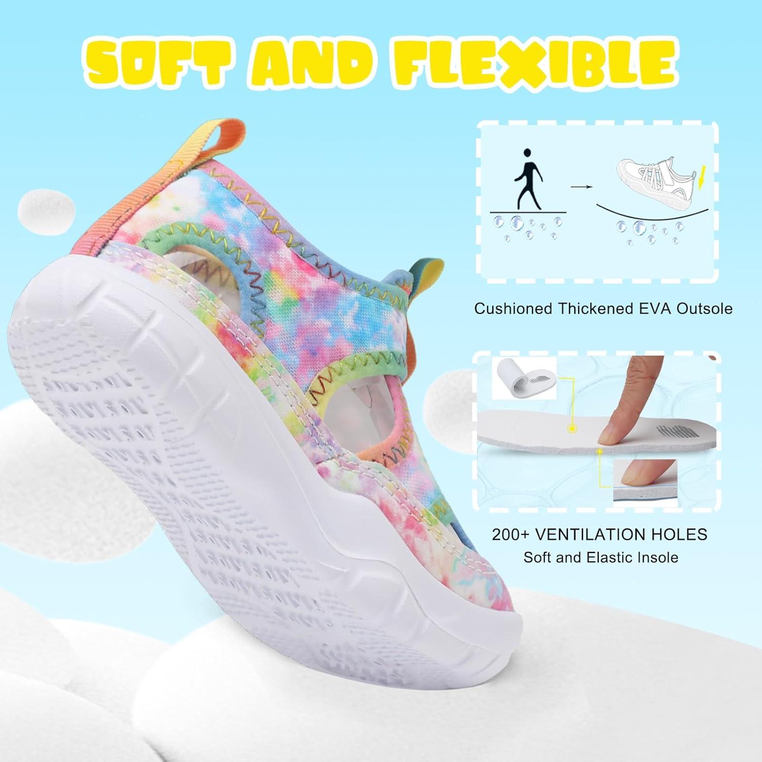 imageBARERUN Kids Water Shoes Boys Girls Barefoot Aqua Socks for Swim Surf Pool Beach Sport Lightweight Breathable Sandal Athletic SlipOn Sneaker for Toddler Outdoor IndoorDyepink