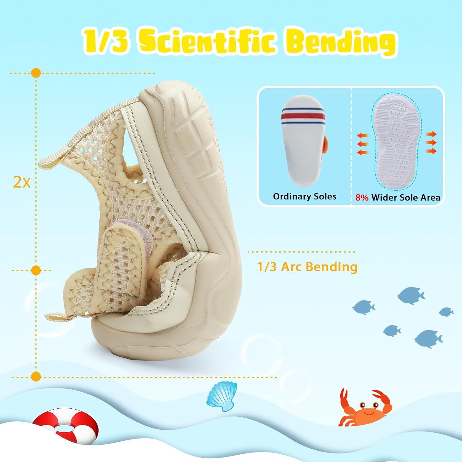 imageBARERUN Kids Water Shoes Boys Girls Barefoot Aqua Socks for Swim Surf Pool Beach Sport Lightweight Breathable Sandal Athletic SlipOn Sneaker for Toddler Outdoor IndoorBeige