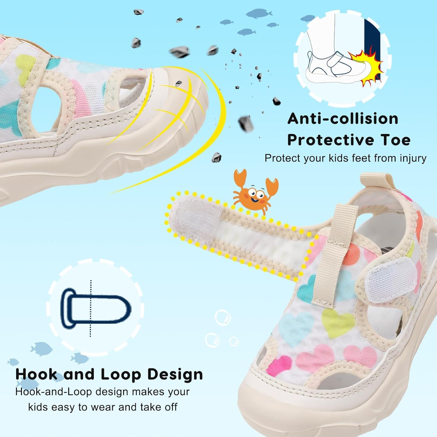 imageBARERUN Kids Water Shoes Boys Girls Barefoot Aqua Socks for Swim Surf Pool Beach Sport Lightweight Breathable Sandal Athletic SlipOn Sneaker for Toddler Outdoor IndoorHeart