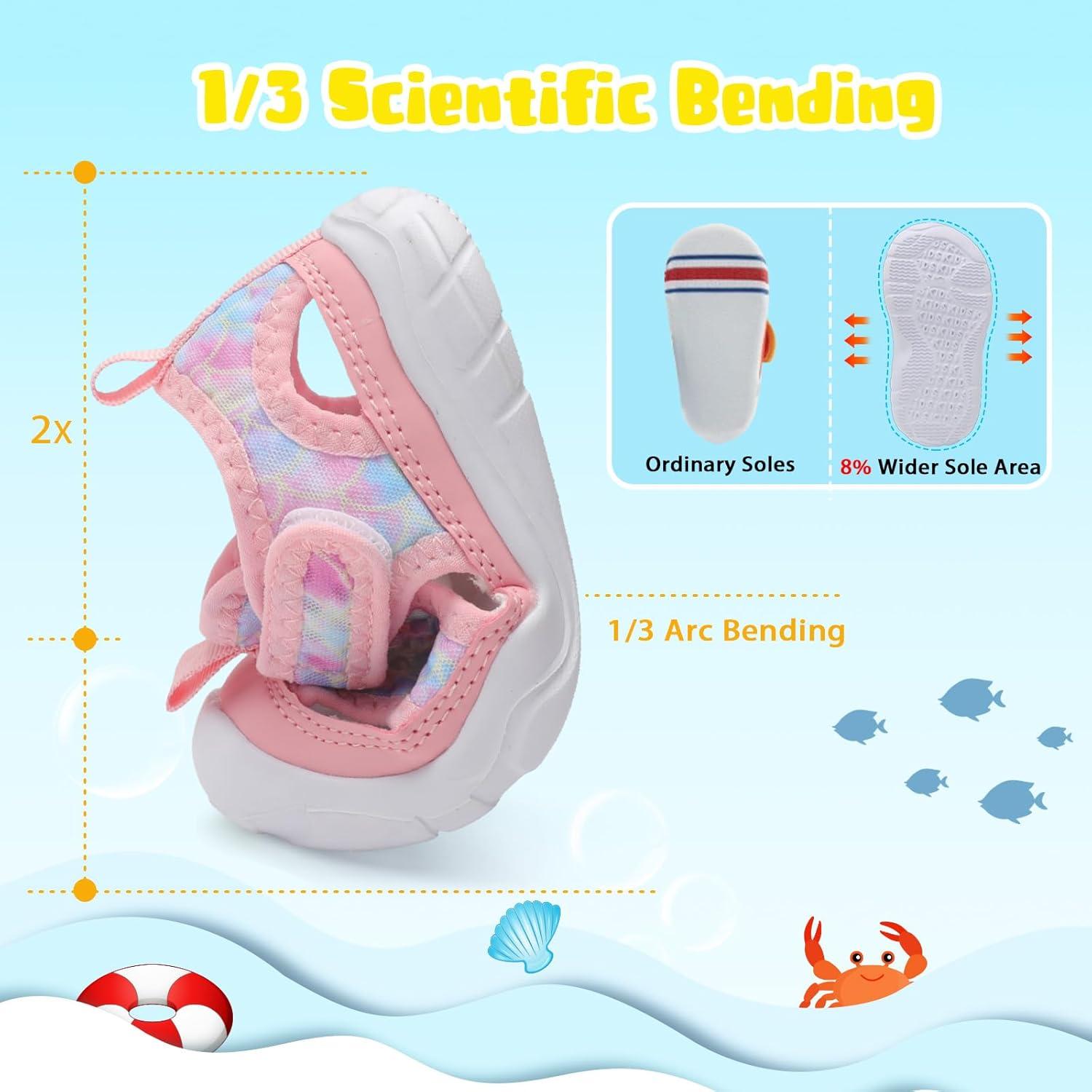 imageBARERUN Kids Water Shoes Boys Girls Barefoot Aqua Socks for Swim Surf Pool Beach Sport Lightweight Breathable Sandal Athletic SlipOn Sneaker for Toddler Outdoor IndoorPink Fishscale