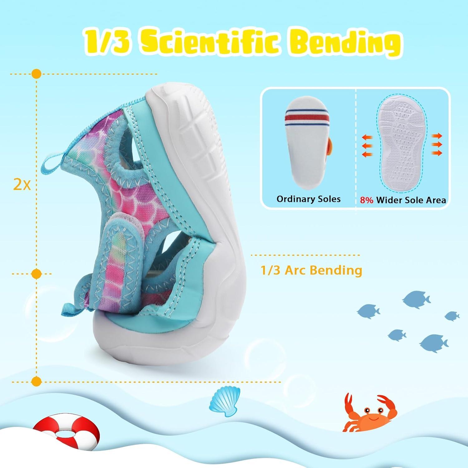 imageBARERUN Kids Water Shoes Boys Girls Barefoot Aqua Socks for Swim Surf Pool Beach Sport Lightweight Breathable Sandal Athletic SlipOn Sneaker for Toddler Outdoor IndoorBluefishscale