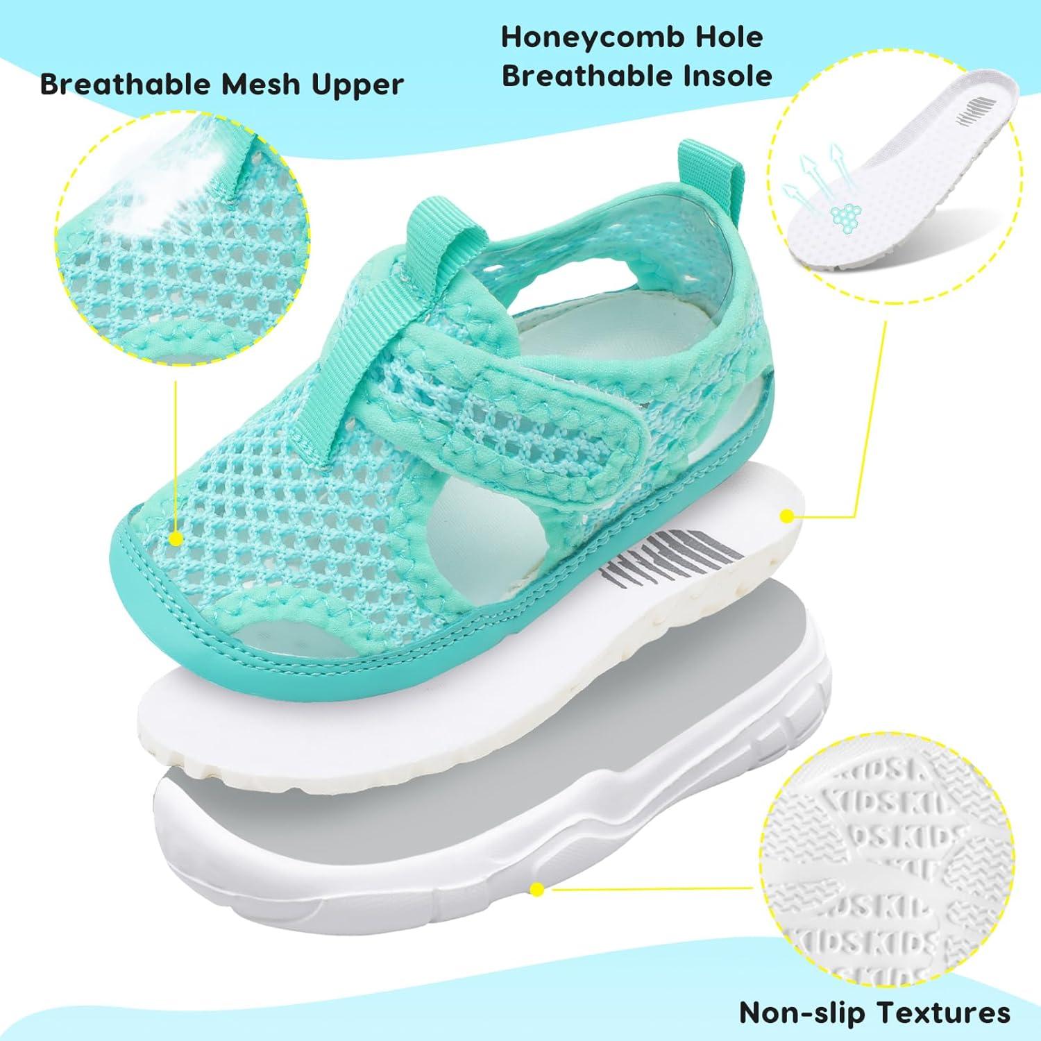 imageBARERUN Kids Water Shoes Boys Girls Barefoot Aqua Socks for Swim Surf Pool Beach Sport Lightweight Breathable Sandal Athletic SlipOn Sneaker for Toddler Outdoor IndoorLightgreen