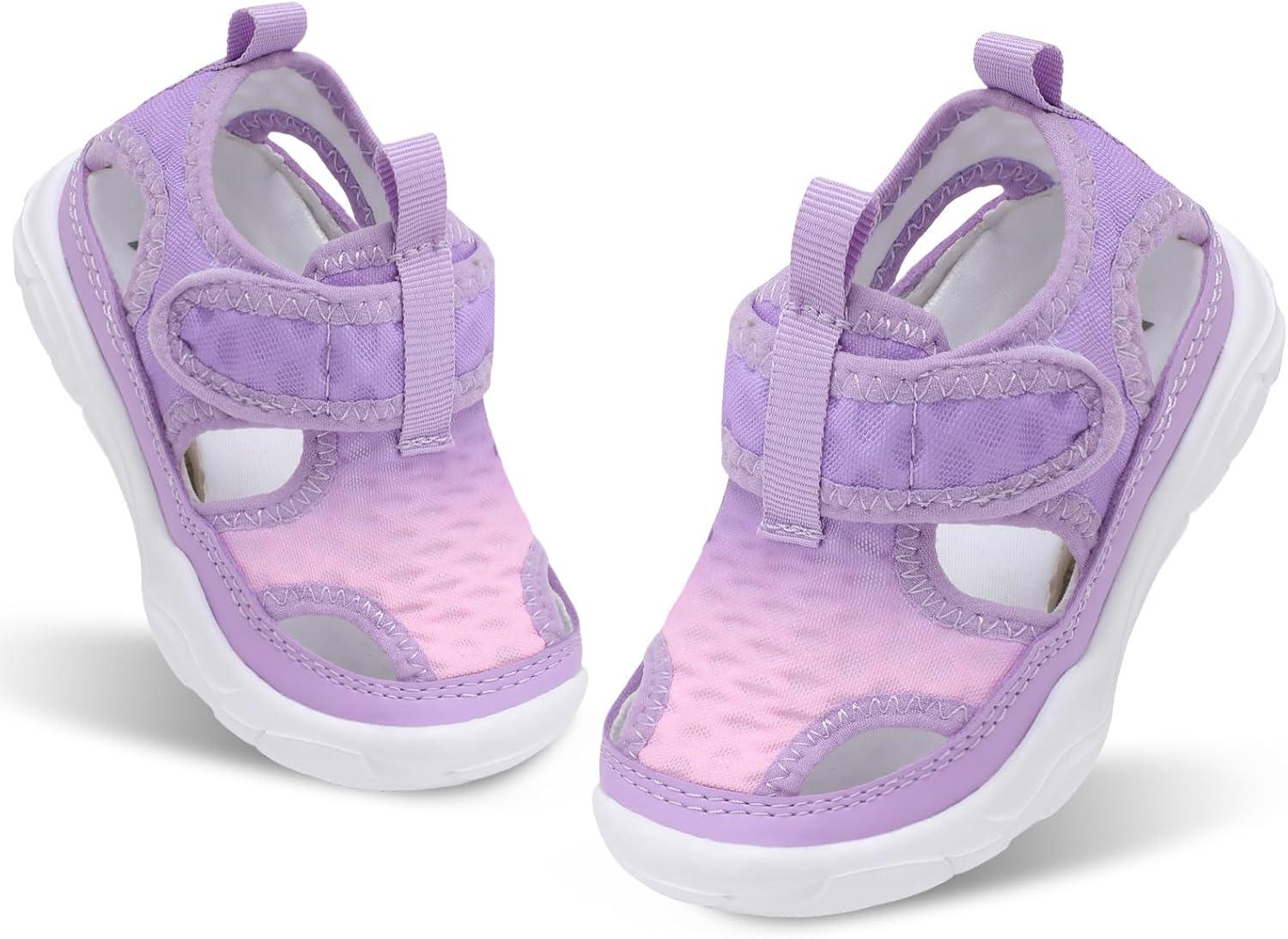 imageBARERUN Kids Water Shoes Boys Girls Barefoot Aqua Socks for Swim Surf Pool Beach Sport Lightweight Breathable Sandal Athletic SlipOn Sneaker for Toddler Outdoor IndoorPurplepink