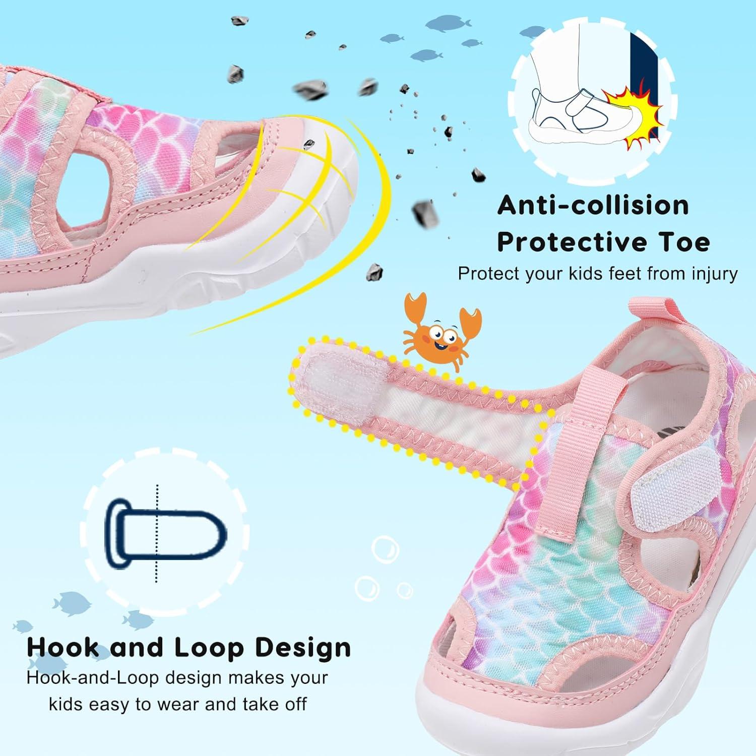 imageBARERUN Kids Water Shoes Boys Girls Barefoot Aqua Socks for Swim Surf Pool Beach Sport Lightweight Breathable Sandal Athletic SlipOn Sneaker for Toddler Outdoor IndoorFishscale