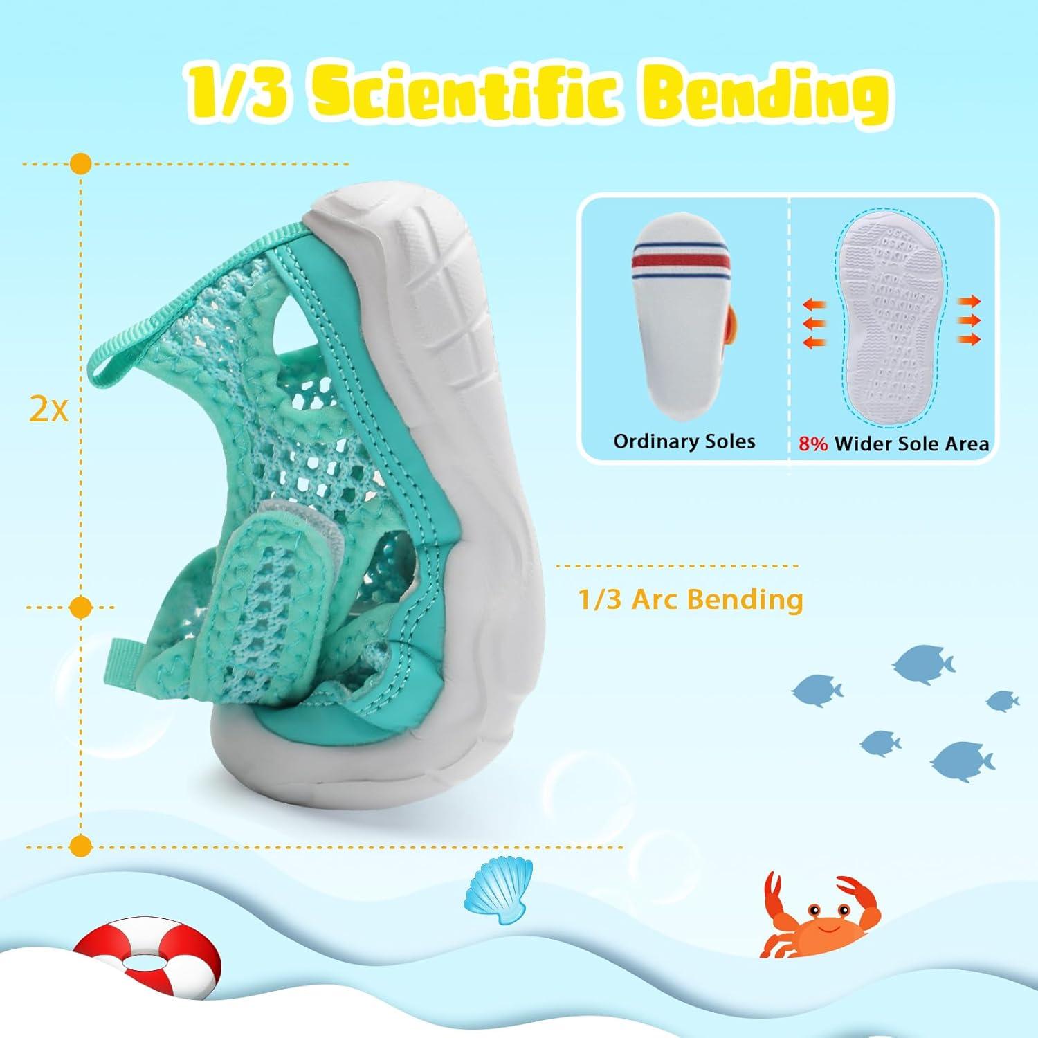 imageBARERUN Kids Water Shoes Boys Girls Barefoot Aqua Socks for Swim Surf Pool Beach Sport Lightweight Breathable Sandal Athletic SlipOn Sneaker for Toddler Outdoor IndoorLightgreen