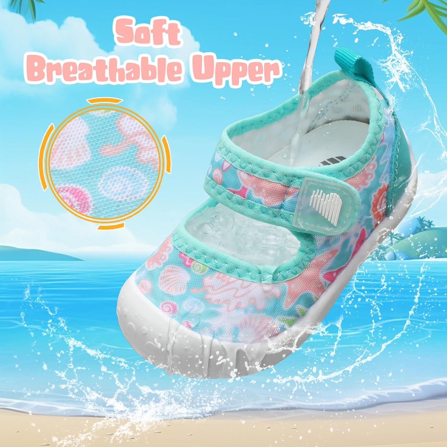 imageBARERUN Toddler Water Shoes Barefoot Water Shoes for Kids Baby Wide Aqua Socks with Arch Support QuickDry Breathable Boys Girls Sandals Walking Shoes for Beach Swim Pool ShoesCowry