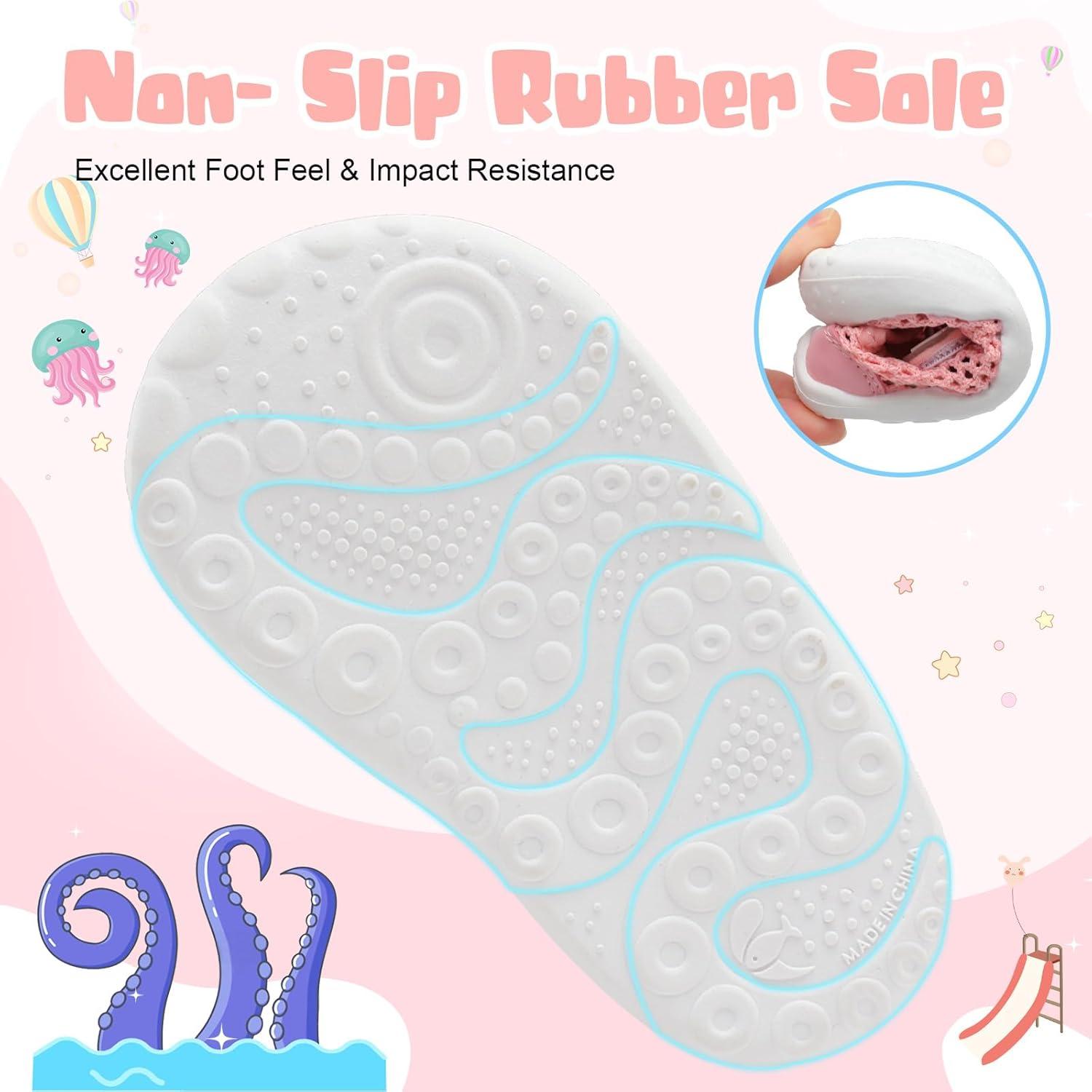imageBARERUN Toddler Water Shoes Barefoot Water Shoes for Kids Baby Wide Aqua Socks with Arch Support QuickDry Breathable Boys Girls Sandals Walking Shoes for Beach Swim Pool ShoesKnit Pink