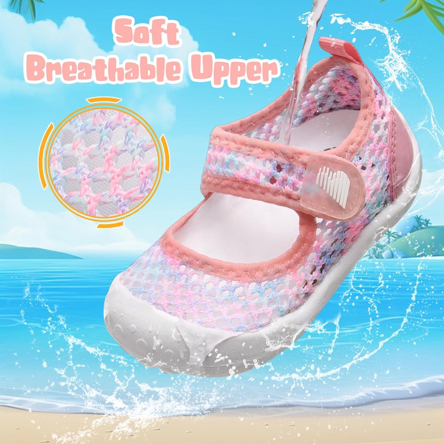 imageBARERUN Toddler Water Shoes Barefoot Water Shoes for Kids Baby Wide Aqua Socks with Arch Support QuickDry Breathable Boys Girls Sandals Walking Shoes for Beach Swim Pool ShoesKnit Dye