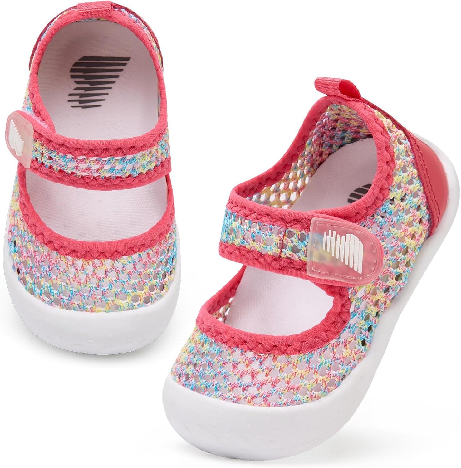 imageBARERUN Toddler Water Shoes Barefoot Water Shoes for Kids Baby Wide Aqua Socks with Arch Support QuickDry Breathable Boys Girls Sandals Walking Shoes for Beach Swim Pool ShoesKnit Rose