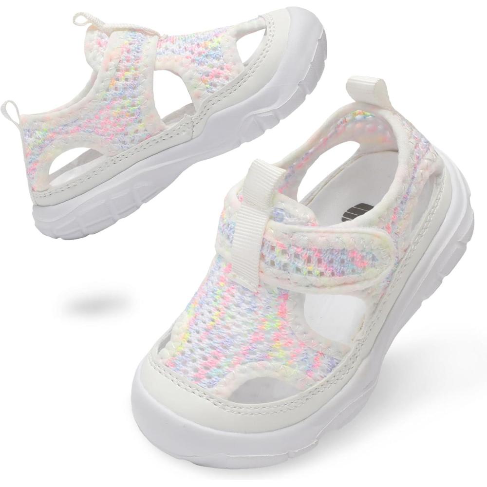 imageBARERUN Kids Water Shoes Boys Girls Barefoot Aqua Socks for Swim Surf Pool Beach Sport Lightweight Breathable Sandal Athletic SlipOn Sneaker for Toddler Outdoor IndoorWhite Dye