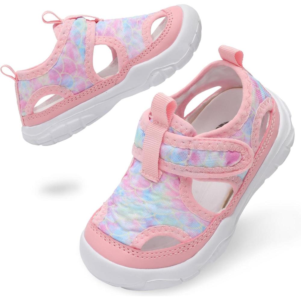 imageBARERUN Kids Water Shoes Boys Girls Barefoot Aqua Socks for Swim Surf Pool Beach Sport Lightweight Breathable Sandal Athletic SlipOn Sneaker for Toddler Outdoor IndoorPink Fishscale