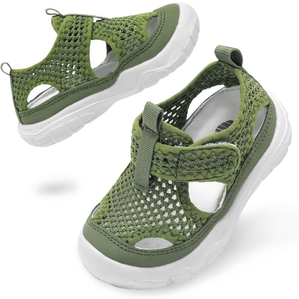 imageBARERUN Kids Water Shoes Boys Girls Barefoot Aqua Socks for Swim Surf Pool Beach Sport Lightweight Breathable Sandal Athletic SlipOn Sneaker for Toddler Outdoor IndoorGreen