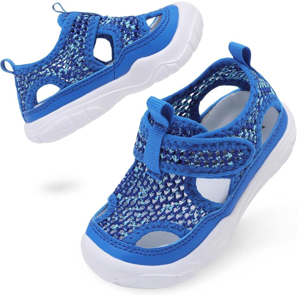imageBARERUN Kids Water Shoes Boys Girls Barefoot Aqua Socks for Swim Surf Pool Beach Sport Lightweight Breathable Sandal Athletic SlipOn Sneaker for Toddler Outdoor IndoorRoyalblue