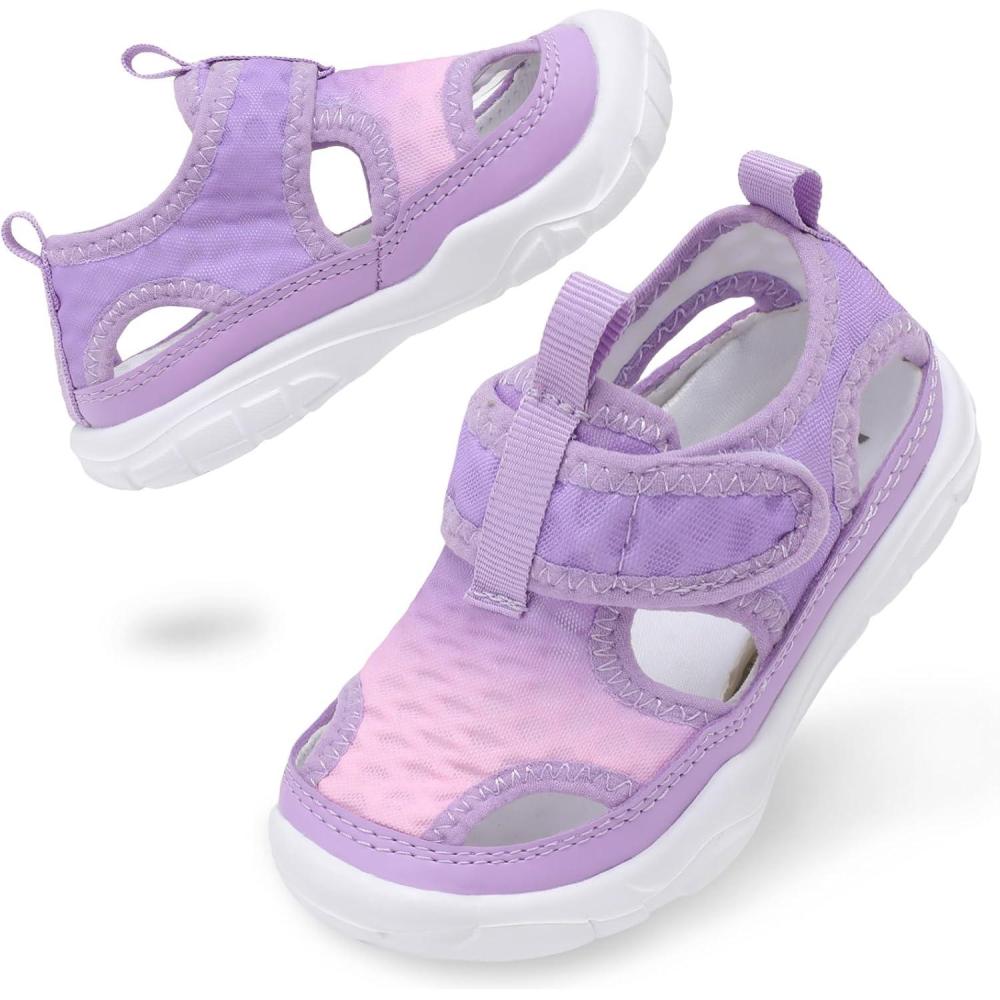 imageBARERUN Kids Water Shoes Boys Girls Barefoot Aqua Socks for Swim Surf Pool Beach Sport Lightweight Breathable Sandal Athletic SlipOn Sneaker for Toddler Outdoor IndoorPurplepink