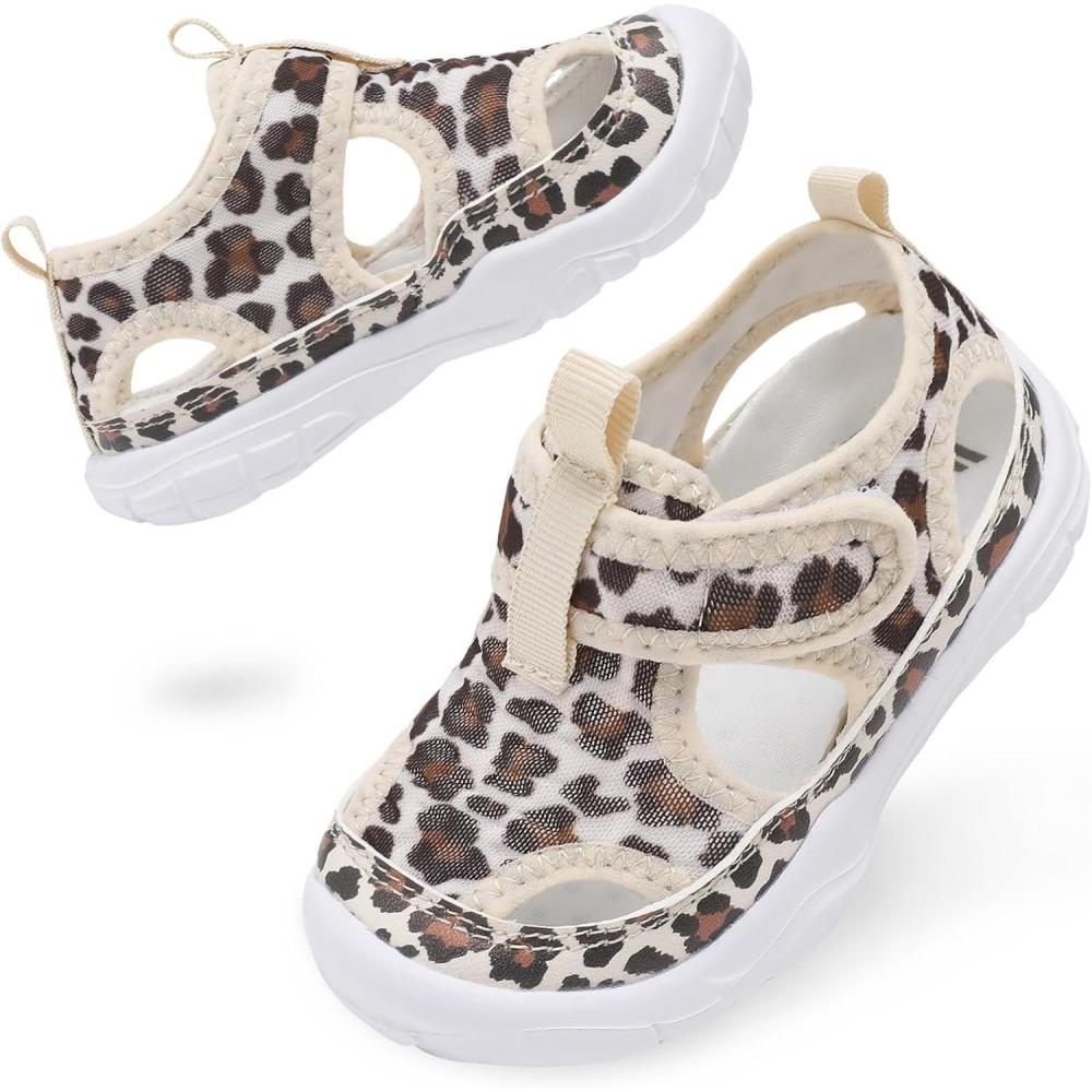 imageBARERUN Kids Water Shoes Boys Girls Barefoot Aqua Socks for Swim Surf Pool Beach Sport Lightweight Breathable Sandal Athletic SlipOn Sneaker for Toddler Outdoor IndoorLeopard