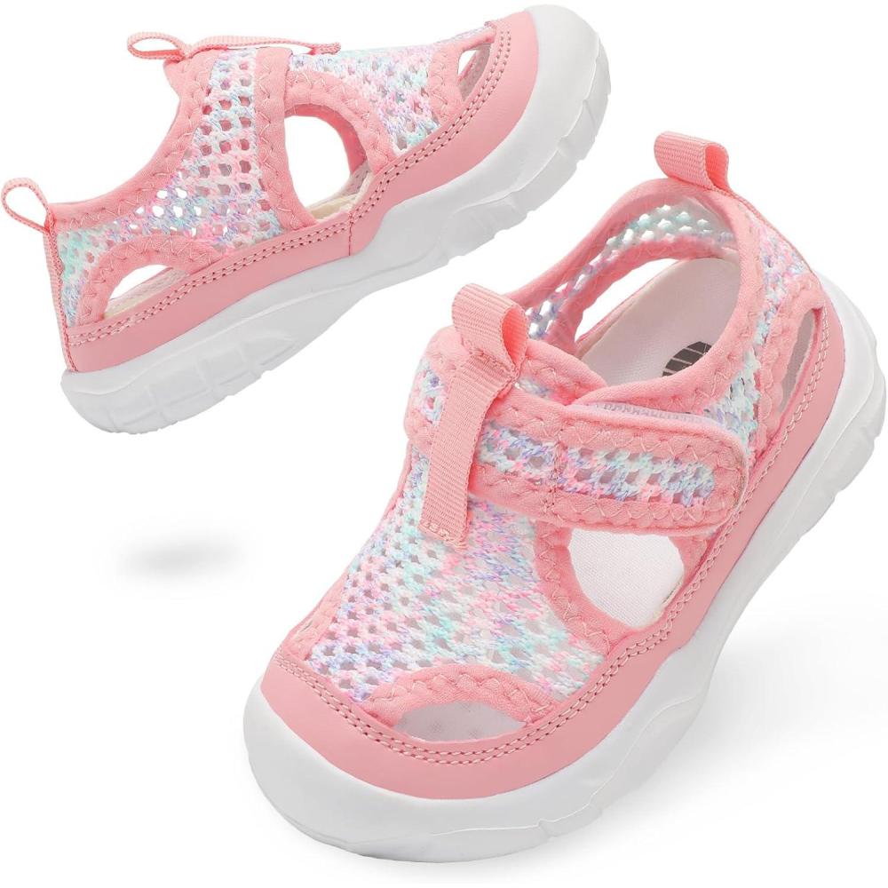 imageBARERUN Kids Water Shoes Boys Girls Barefoot Aqua Socks for Swim Surf Pool Beach Sport Lightweight Breathable Sandal Athletic SlipOn Sneaker for Toddler Outdoor IndoorPinkpurple
