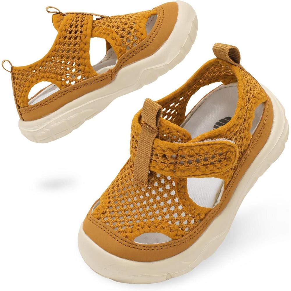 imageBARERUN Kids Water Shoes Boys Girls Barefoot Aqua Socks for Swim Surf Pool Beach Sport Lightweight Breathable Sandal Athletic SlipOn Sneaker for Toddler Outdoor IndoorBrown
