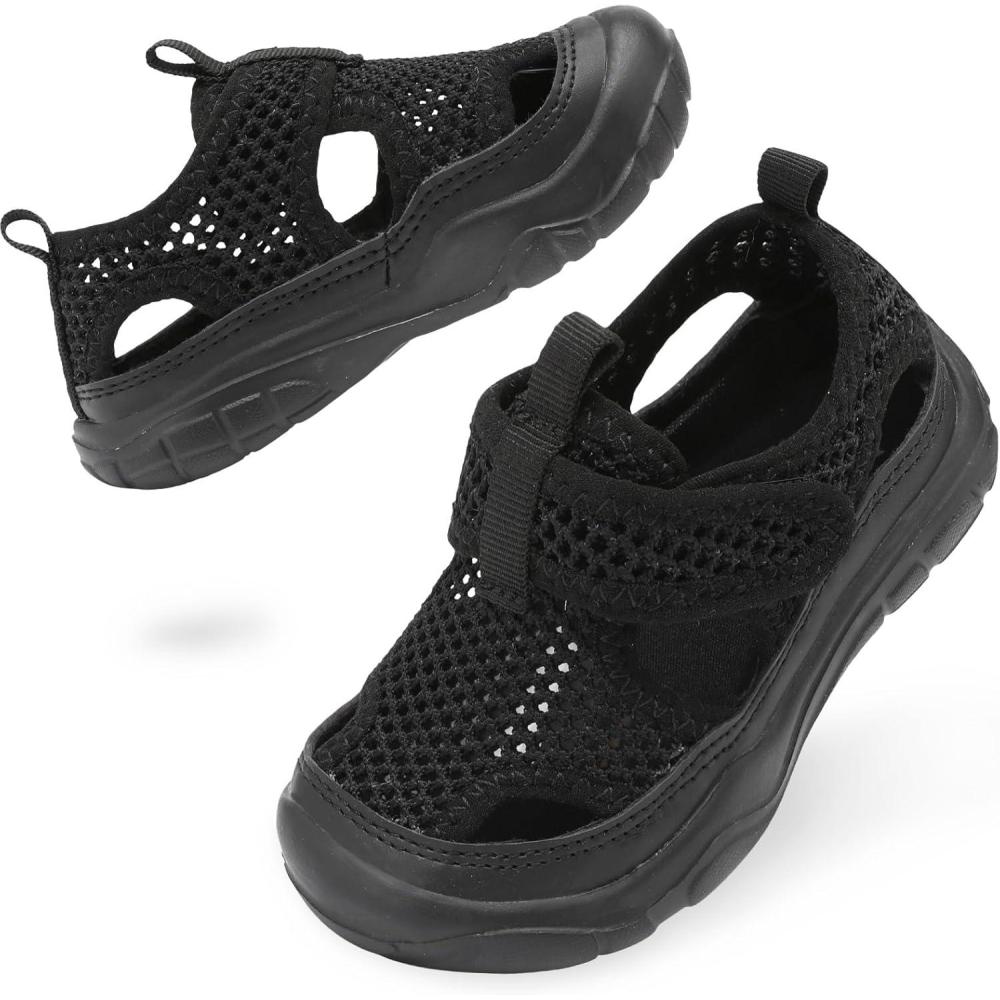imageBARERUN Kids Water Shoes Boys Girls Barefoot Aqua Socks for Swim Surf Pool Beach Sport Lightweight Breathable Sandal Athletic SlipOn Sneaker for Toddler Outdoor IndoorBlack