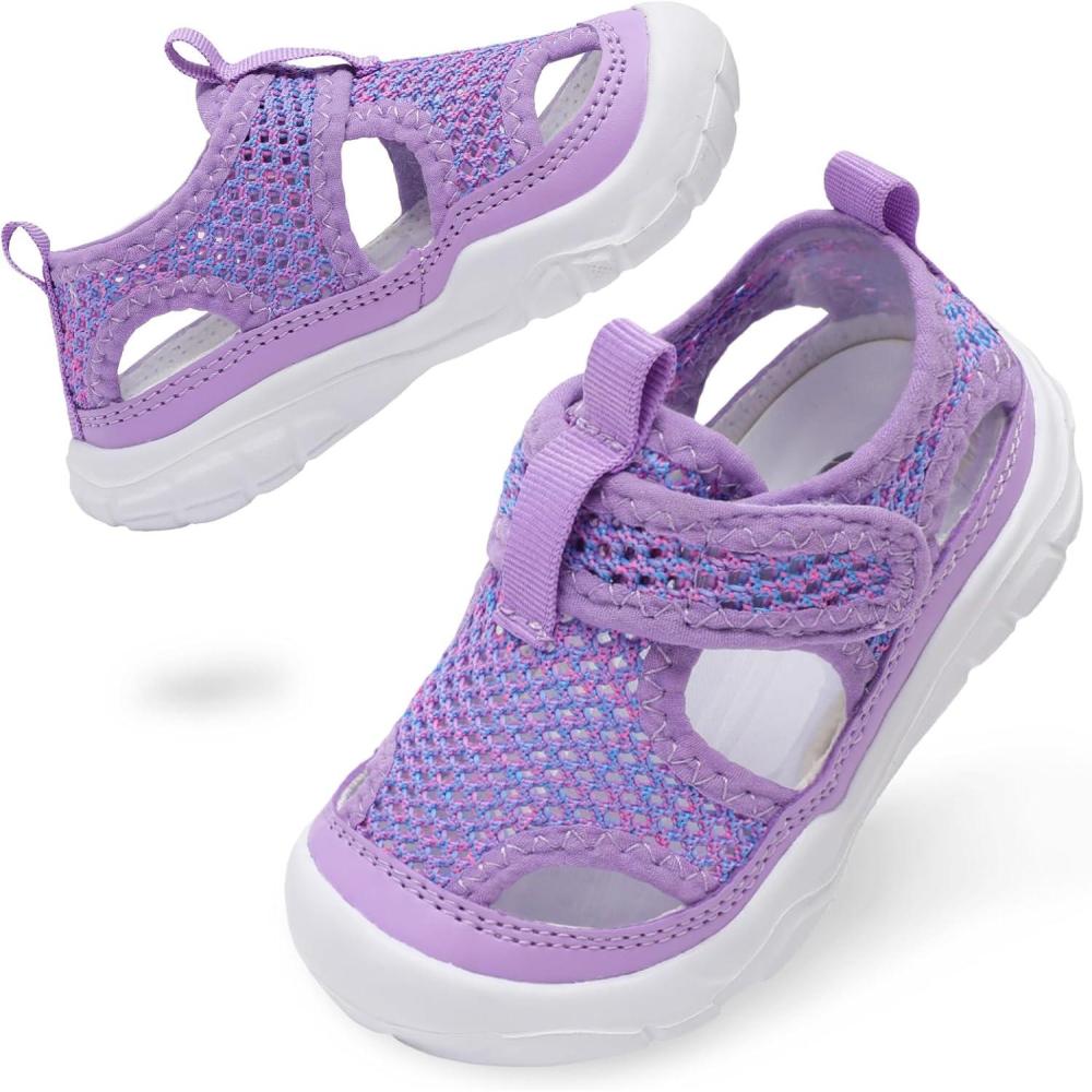 imageBARERUN Kids Water Shoes Boys Girls Barefoot Aqua Socks for Swim Surf Pool Beach Sport Lightweight Breathable Sandal Athletic SlipOn Sneaker for Toddler Outdoor IndoorPurple Dye