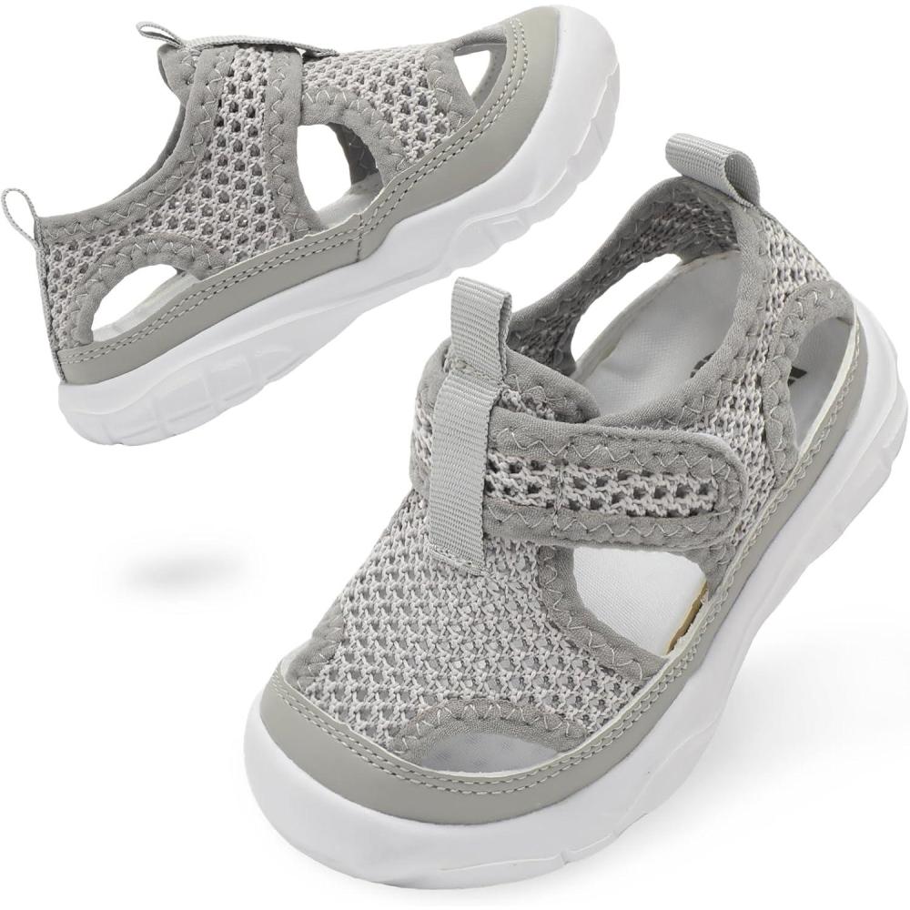 imageBARERUN Kids Water Shoes Boys Girls Barefoot Aqua Socks for Swim Surf Pool Beach Sport Lightweight Breathable Sandal Athletic SlipOn Sneaker for Toddler Outdoor IndoorLightgrey
