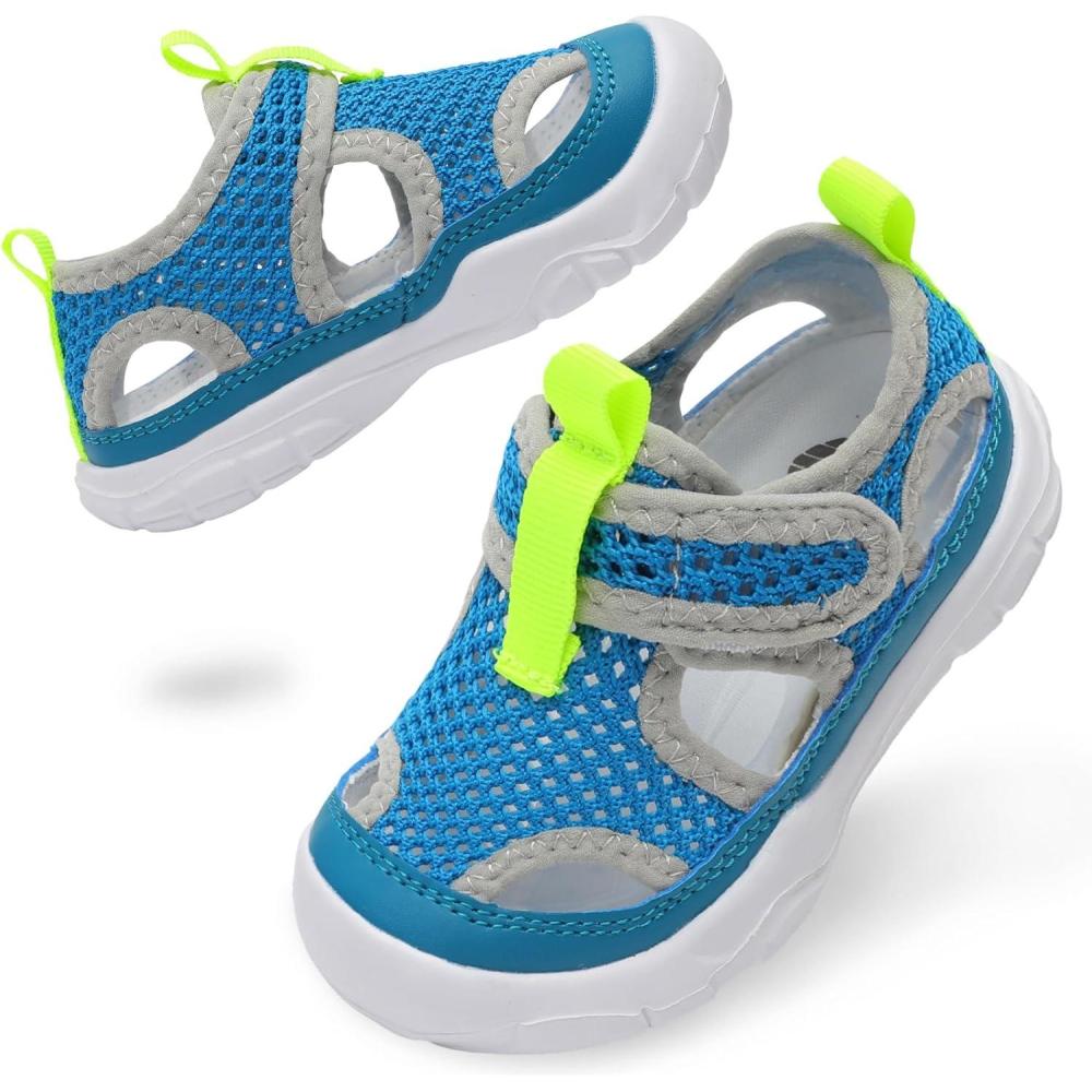 imageBARERUN Kids Water Shoes Boys Girls Barefoot Aqua Socks for Swim Surf Pool Beach Sport Lightweight Breathable Sandal Athletic SlipOn Sneaker for Toddler Outdoor IndoorBlue Yellow
