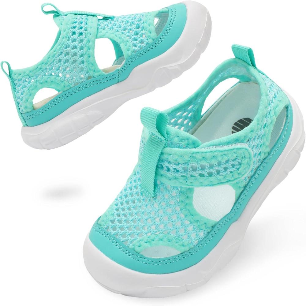 imageBARERUN Kids Water Shoes Boys Girls Barefoot Aqua Socks for Swim Surf Pool Beach Sport Lightweight Breathable Sandal Athletic SlipOn Sneaker for Toddler Outdoor IndoorLightgreen