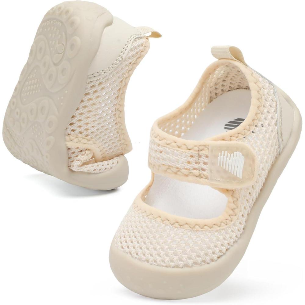 imageBARERUN Toddler Water Shoes Barefoot Water Shoes for Kids Baby Wide Aqua Socks with Arch Support QuickDry Breathable Boys Girls Sandals Walking Shoes for Beach Swim Pool ShoesKnit Beige