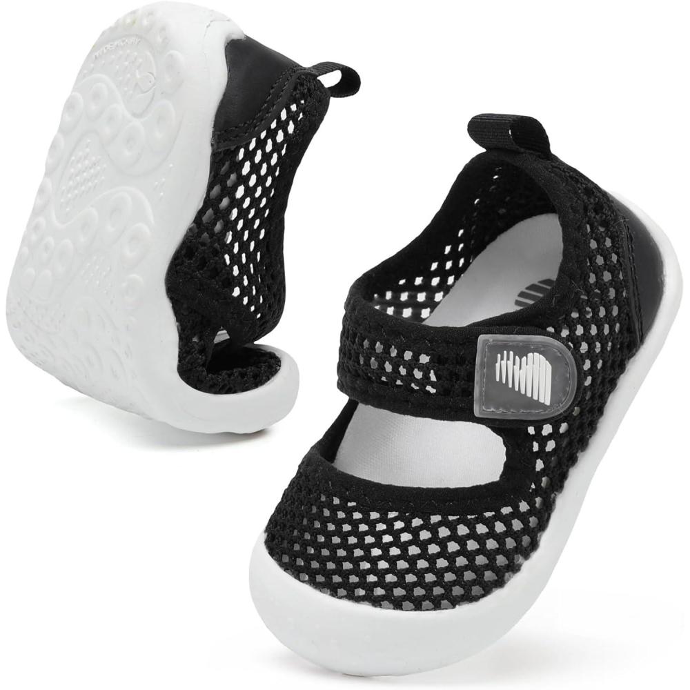 imageBARERUN Toddler Water Shoes Barefoot Water Shoes for Kids Baby Wide Aqua Socks with Arch Support QuickDry Breathable Boys Girls Sandals Walking Shoes for Beach Swim Pool ShoesKnit Black