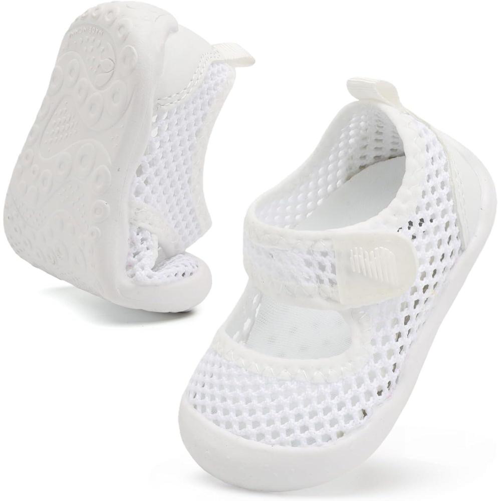 imageBARERUN Toddler Water Shoes Barefoot Water Shoes for Kids Baby Wide Aqua Socks with Arch Support QuickDry Breathable Boys Girls Sandals Walking Shoes for Beach Swim Pool ShoesKnit Pure White