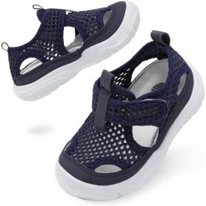 BARERUN Kids Water Shoes Boys Girls Barefoot Aqua Socks for Swim Surf Pool Beach Sport Lightweight Breathable Sandal Athletic Slip-On Sneaker for Toddler Outdoor Indoor(Navy)