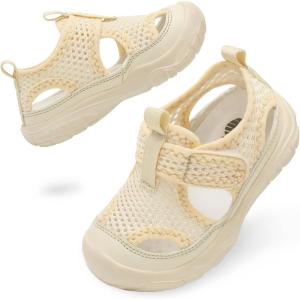 BARERUN Kids Water Shoes Boys Girls Barefoot Aqua Socks for Swim Surf Pool Beach Sport Lightweight Breathable Sandal Athletic Slip-On Sneaker for Toddler Outdoor Indoor(Beige)