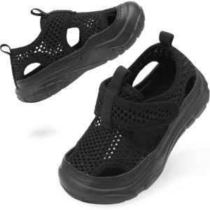 BARERUN Kids Water Shoes Boys Girls Barefoot Aqua Socks for Swim Surf Pool Beach Sport Lightweight Breathable Sandal Athletic Slip-On Sneaker for Toddler Outdoor Indoor(Black)