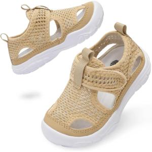 BARERUN Kids Water Shoes Boys Girls Barefoot Aqua Socks for Swim Surf Pool Beach Sport Lightweight Breathable Sandal Athletic Slip-On Sneaker for Toddler Outdoor Indoor(Light Brown)