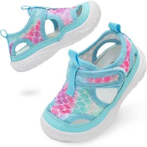 BARERUN Kids Water Shoes Boys Girls Barefoot Aqua Socks for Swim Surf Pool Beach Sport Lightweight Breathable Sandal Athletic Slip-On Sneaker for Toddler Outdoor Indoor(Bluefishscale)