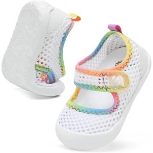 BARERUN Toddler Water Shoes Barefoot Water Shoes for Kids Baby Wide Aqua Socks with Arch Support Quick-Dry Breathable Boys Girls Sandals Walking Shoes for Beach Swim Pool Shoes(Knit White)