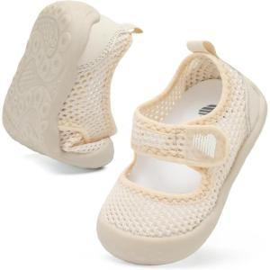 BARERUN Toddler Water Shoes Barefoot Water Shoes for Kids Baby Wide Aqua Socks with Arch Support Quick-Dry Breathable Boys Girls Sandals Walking Shoes for Beach Swim Pool Shoes(Knit Beige)