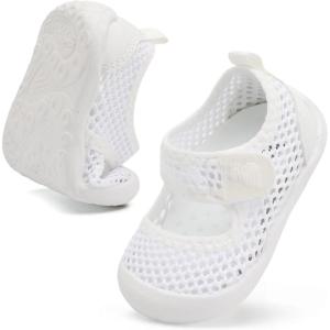 BARERUN Toddler Water Shoes Barefoot Water Shoes for Kids Baby Wide Aqua Socks with Arch Support Quick-Dry Breathable Boys Girls Sandals Walking Shoes for Beach Swim Pool Shoes(Knit Pure White)