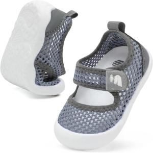 BARERUN Toddler Water Shoes Barefoot Water Shoes for Kids Baby Wide Aqua Socks with Arch Support Quick-Dry Breathable Boys Girls Sandals Walking Shoes for Beach Swim Pool Shoes(Knit Grey)
