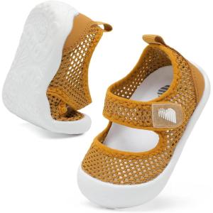 BARERUN Toddler Water Shoes Barefoot Water Shoes for Kids Baby Wide Aqua Socks with Arch Support Quick-Dry Breathable Boys Girls Sandals Walking Shoes for Beach Swim Pool Shoes(Knit Brown)