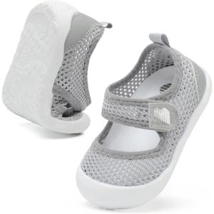 BARERUN Toddler Water Shoes Barefoot Water Shoes for Kids Baby Wide Aqua Socks with Arch Support Quick-Dry Breathable Boys Girls Sandals Walking Shoes for Beach Swim Pool Shoes(Knit Light Grey)