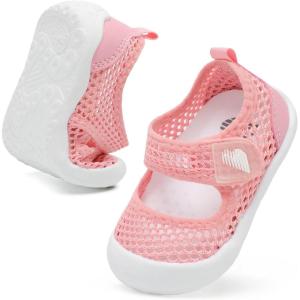 BARERUN Toddler Water Shoes Barefoot Water Shoes for Kids Baby Wide Aqua Socks with Arch Support Quick-Dry Breathable Boys Girls Sandals Walking Shoes for Beach Swim Pool Shoes(Knit Pink)