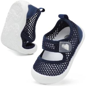 BARERUN Toddler Water Shoes Barefoot Water Shoes for Kids Baby Wide Aqua Socks with Arch Support Quick-Dry Breathable Boys Girls Sandals Walking Shoes for Beach Swim Pool Shoes(Knit Navy)