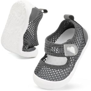 BARERUN Toddler Water Shoes Barefoot Water Shoes for Kids Baby Wide Aqua Socks with Arch Support Quick-Dry Breathable Boys Girls Sandals Walking Shoes for Beach Swim Pool Shoes(Knit Darkgrey)