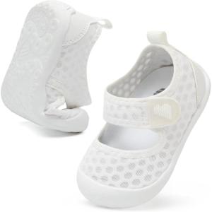 BARERUN Toddler Water Shoes Barefoot Water Shoes for Kids Baby Wide Aqua Socks with Arch Support Quick-Dry Breathable Boys Girls Sandals Walking Shoes for Beach Swim Pool Shoes(Mesh White)