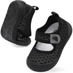 BARERUN Toddler Water Shoes Barefoot Water Shoes for Kids Baby Wide Aqua Socks with Arch Support Quick-Dry Breathable Boys Girls Sandals Walking Shoes for Beach Swim Pool Shoes(Mesh Black)